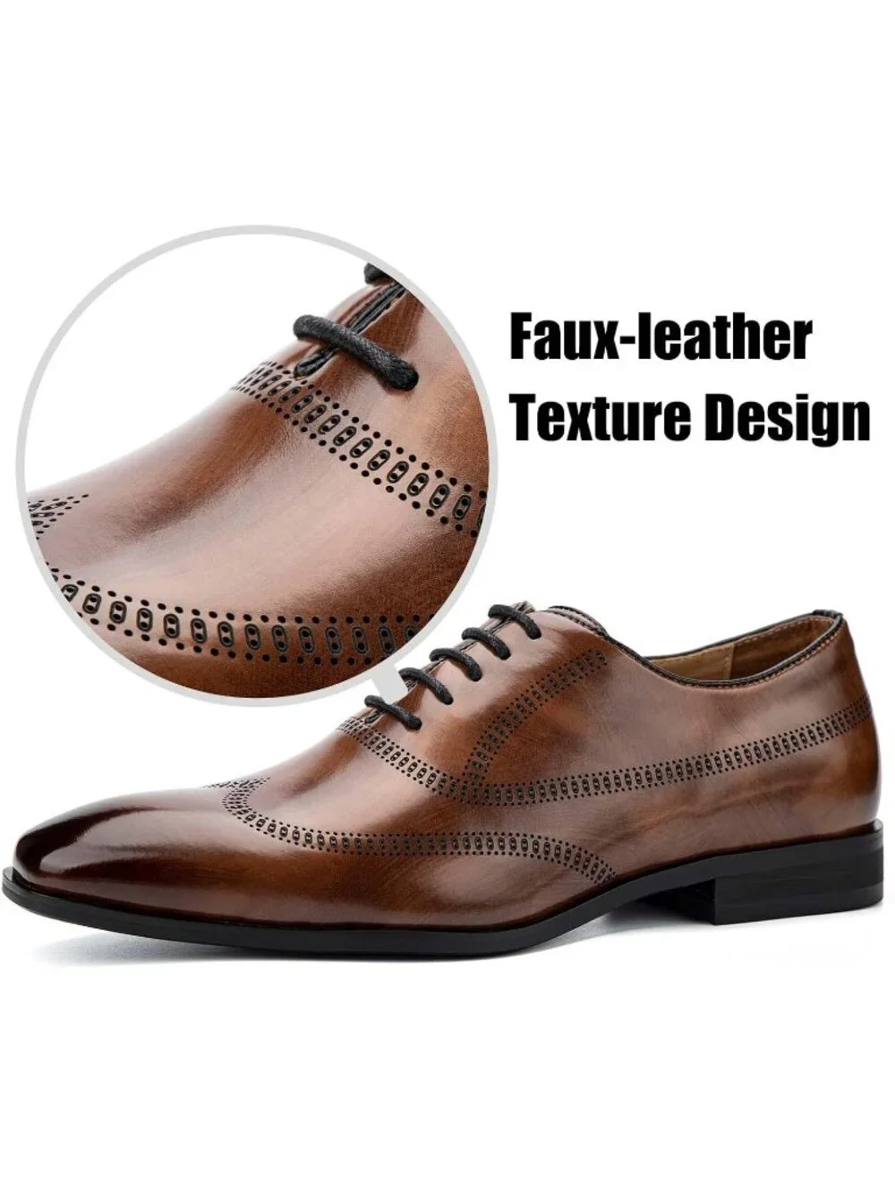 Men's Brown  Leather Lace Up Formal Casual Fashion Oxford Business Dress Shoes